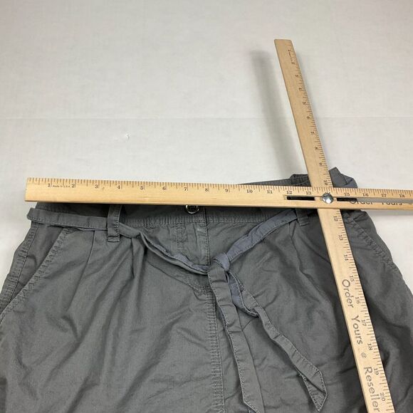 LOFT Womens Cotton Pencil Mini Skirt Gray Casual Zip Up Tie Waist Pockets Size 4 - Picture 7 of 10